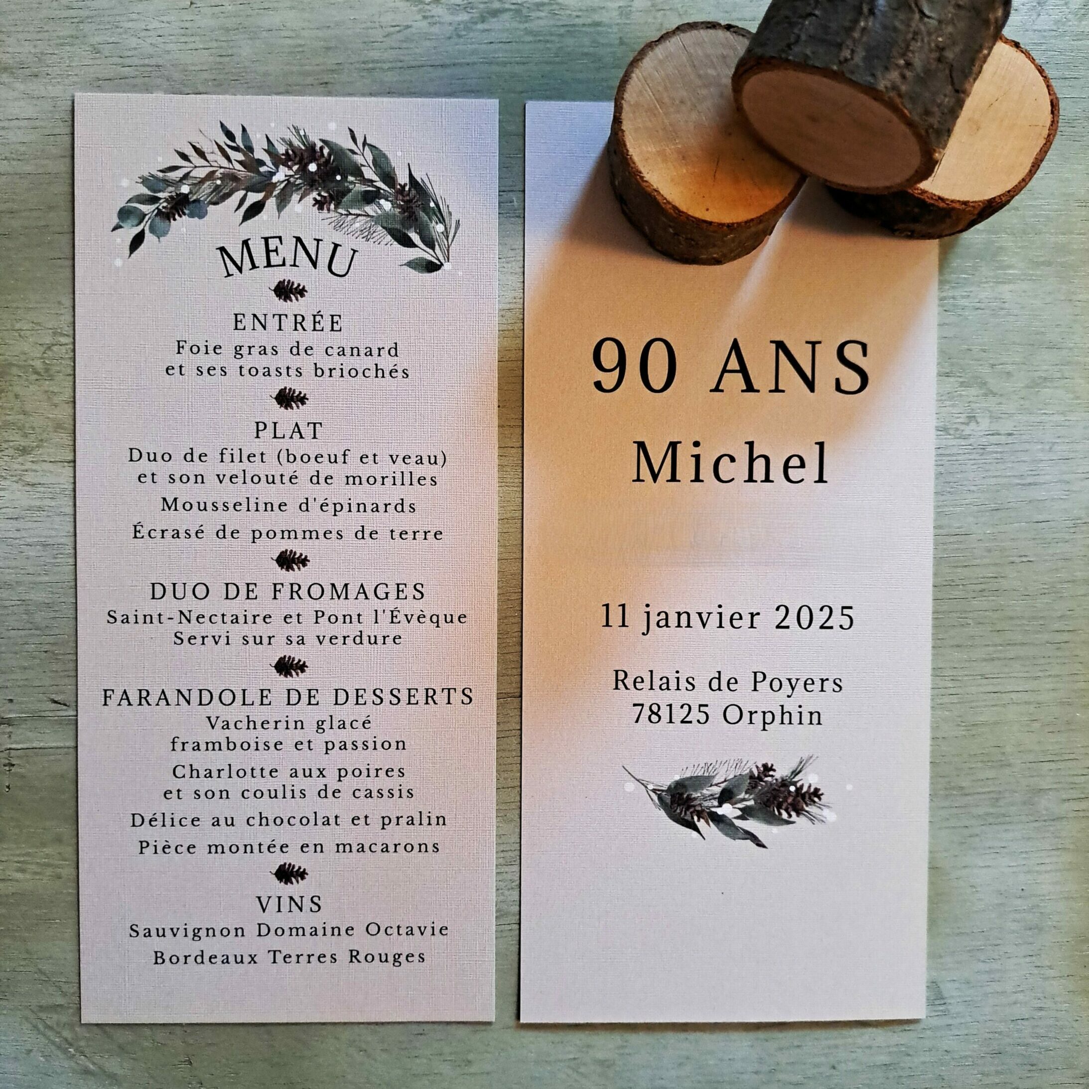Menu d'anniversaire réalisé par Folk&Curious pour un anniversaire