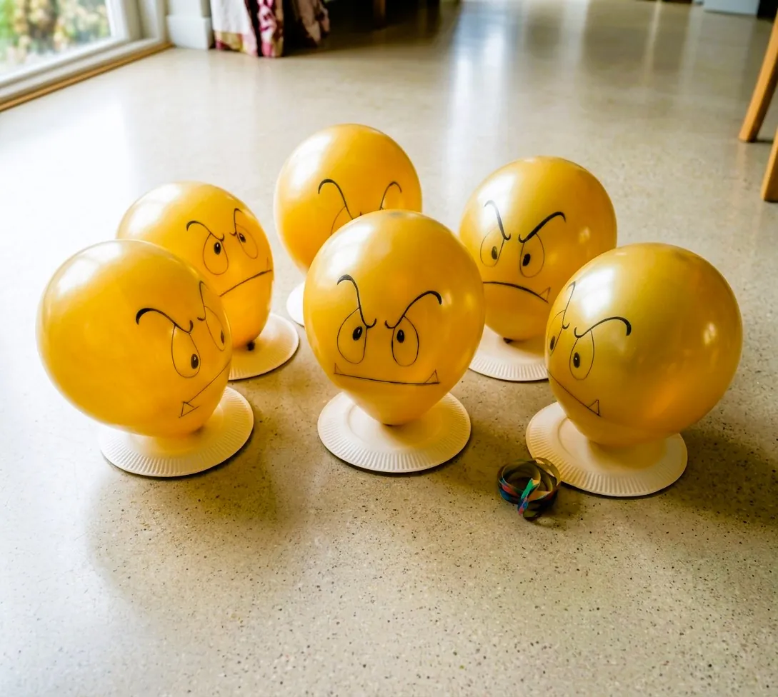 Ballons dorés à visages rigolos pour un anniversaire